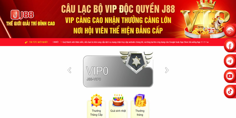 Chương trình độc quyền cho hội viên Vip tại J88